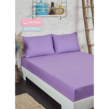 Çift Kişilik Ranforce Kumaş Lastikli Fitted Çarşaf Takımı Lila