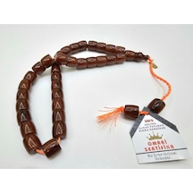 Omari İmzalı Sertifikalı Alman Faturan Sıkma Kehribar Tesbih 13x13 Mm Teker Kesim