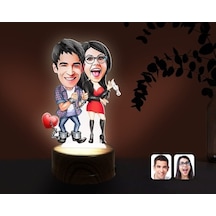 Kişiye Özel Sevgililer Karikatürlü Dekoratif 3D Biblo Led Işıklı (481495277)
