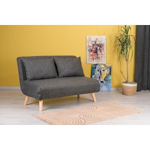 Folde 120 İkili Yataklı Katlanır Koltuk Keten Koyu Gri Koyu Gri