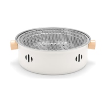 Kamp Barbekü Soba Taşınabilir Kömür Barbekü Izgara Paslanmaz Çelik Bölünmüş Izgara Açık Kamp Piknik Seyahat İçin Beyaz