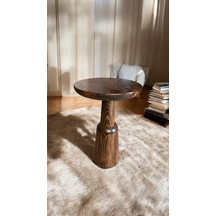 Wood Wooden Ahşap Tekli Ürgüp Mantar Yan Sehpa Modern Ceviz Renk
