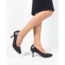 Gdt Ayakkabı Hakiki Deri Siyah Renk Alçak Topuk Kadın Stiletto 001