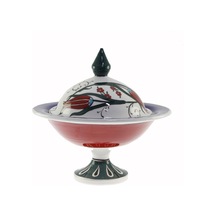 Otantik Çini İznik Lale Bahçesi Dekorlu Şekerlik 21x30 CM