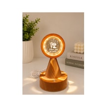 3d Kristal Led Masa Lambası Ahşap Desenli Usb Dekoratif Gece Lambası I Love You Forever Tasarımlı Bej Bej
