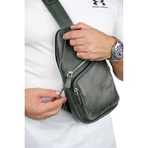 Mft Leather Hakiki Deri Unisex Çapraz Çanta Baggy 6981 Haki