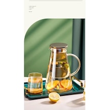 Borosilikat Cam Metal Kapaklı Lüks Sürahi 1900 Ml İpk Gold