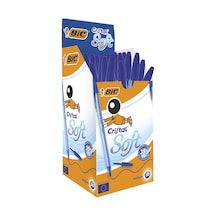 Cristal Soft Tükenmez Kalem, Mavi, 50'li Kutu, 1.2 Mm Orta Kalınlıkta Uç, Şeffaf Gövde, Delikli Kapak