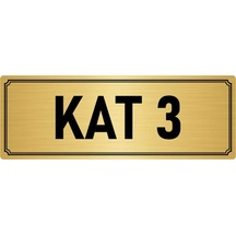 Metal Yönlendirme Levhası, Departman Kapı İsimliği Kat 3 7x20 cm Altın Renk