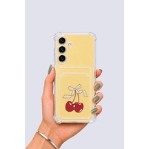 Samsung Galaxy Uyumlu S24 Fe Kartlıklı Kiraz Desenli Kılıf