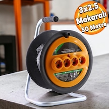 Plastik Makaralı Ev Elektriği Monofaze Seyyar 4 Prizli Uzatma Kablosu 3x2.5 Mm Ttr Kablo 50 Metre