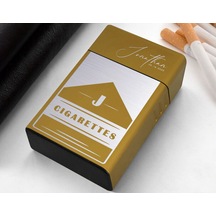 Bk Gift Kişiye Özel İsimli Tarihli Sarı Metal Sigara Tabakası -1