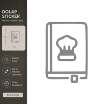 Yemek Kitabı Mat Gri Dekoratif Folyo Sticker 14x14 Cm