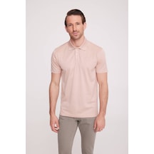 Erkek Somon Polo Yaka Desenli T-shirt