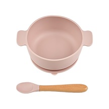 Çocuk Sofra Takımı - Renkli Vantuzlu Kase Ve Tahta Kaşık, Düşmeye Ve Haşlanmaya Karşı Dayanıklı