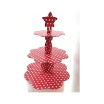 Kırmızı Puantiyeli Cupcake Standı Kırmızı