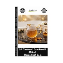 Özel Üretim Isıya Dayanıklı Altın Sarısı Kulplu Şık Tasarımlı Cam Demlik 550 Ml Borosilikat Cam Çok Renkli
