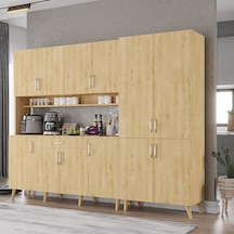 Gale Kahve Köşesi Çok Amaçlı Dolap Kiler Mutfak Dolabı Meşe 240cm Meşe