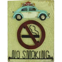 Mnk Home Nostaljik Araba Figürlü Ahşap Kapı Yazısı No Smoking 24c