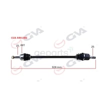 Komple Aks Sağ Hyundai Accent Era 1.4l 1.6l G4ee G4ed Benzinli 2006-2010 Abs Li 25x25 - Abs 48 Diş Komple Boy 924mm