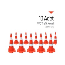 10'lu Pvc Trafik Konisi Seti 75 Cm Eko Trafik Dubası-3623