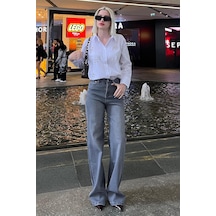 Madmext Gri Straight Wide Kadın Jean Mg2000-gri Gri