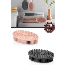 2 Adet Vücut Masaj Fırçası, Çift Taraflı Sırt Kese Banyo Duş Bebek Masaj Yumuşak Fırça Füme+pembe Çok Renkli