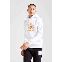 Tshirthane Juggernaut Baskılı Unisex Çocuk Kapüşonlu Beyaz Sweatshirt (528602287) Beyaz