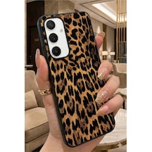 Samsung Galaxy S25 Edge Kılıf Uyumlu Koyu Leopar Desenli Siyah Kenarlı Şık Kılıf - Lüks Koruma