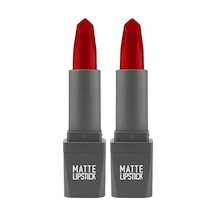 Yoğun Renk Veren Uzun Süre Kalıcı Nemlendirici Kadifemsi Mat Ruj - Lipstick 422 Red 2 Paketi Abanoz