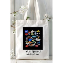 Art Hediye Bilgi İşlemci Baskılı Bez Omuz Çantası Kişiye Özel Model 1 Çok Renkli