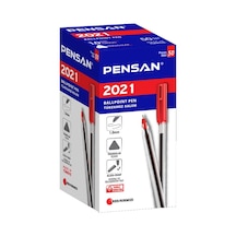Pensan Tükenmez Kalem Üçgen Gövdeli Şeffaf Kırmızı 50 Li 2021 Çok Renkli