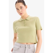DeFacto Slim Fit Dar Kesim Polo Yaka Kısa Kollu Triko Tişört N9752AZ24SPGN744