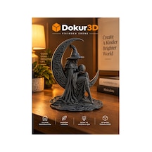 Ay Figürlü Cadı Biblo Gri