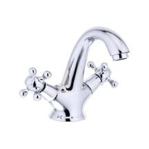 İsaoğlu Yapı Lavabo Bataryası Vintage Özel Tasarım Armatür Banyo Musluğu Gümüş Renk Armatür Musluk Gümüş