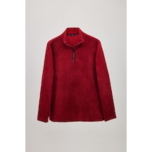 Tudors Erkek Dik Yaka Tüylenme Yapmayan Soğuk Geçirmez Standart Fit Rahat Kesim Polar Bordo Sweatshirt-30133-bordo Bordo