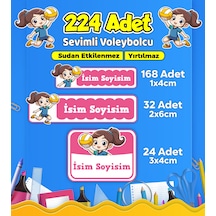 Voleybol Temalı Okul Kreş Kişiye Özel İsim Etiket Seti - Model 547 Çok Renkli