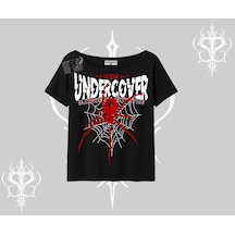 Tarzsokak Beyaz Kayık Yaka Tişört Spider Undercover Siyah