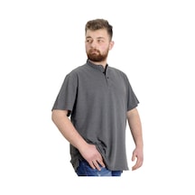 Mode Xl Büyük Beden Erkek T-Shirt Hakim Yaka Md Logo 22326 Antramelanj 001