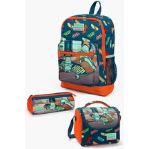 Coral High Kids Civit Neon Turuncu Kaykay Desenli 3 Lü Okul Çanta Seti Set0123723 Çok Renkli