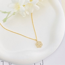 Kar Tanesi Kolye Kadın Zirkon Taşlı Kolye Gold 45cm Gold