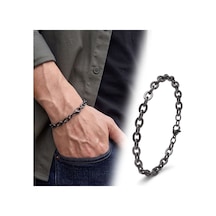 Sertifikalı Semtim Anchor 6 Mm Siyah Mariner Zincir Paslanmaz Çelik Erkek Bileklik
