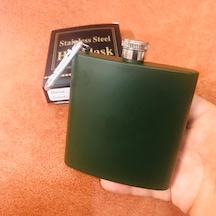 Yeşil Anahtarlıklı Metal Içki Matarası 6Oz Kutusunda Yeşil