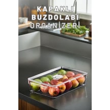 Buzdolabı Dolapiçi Düzenleyici Organizer Kapaklı Tekli Mini Şeffaf