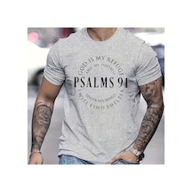 Caddemia Yaz Gevşek Fit Trendy Mektup Psalms 91 Mektup Yüzük Desen Baskı Rahat Yuva Gri 2XL