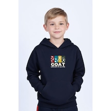 Panios Kids Kapüşonlu Kanguru Cepli Goat Baskı Detaylı Erkek Çocuk Sweatshirt Lacivert