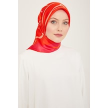 Armine Mercan-pembe Dijital Çiçek Desen Sura İpek Eşarp 9115-50