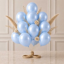 Bebek Mavi Renk Lateks Metalik Balon 30 Cm - 12 Adet Açık Mavi