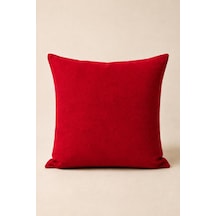 Cortibo Barcelona Kadife Dokulu Kırlent Kılıfı 45x45cm Kırmızı Diğer