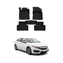 Honda Civic 10 Sd 2016-2021 Uyumlu 4d Havuzlu Paspas Kauçuk Siyah 5 Parça